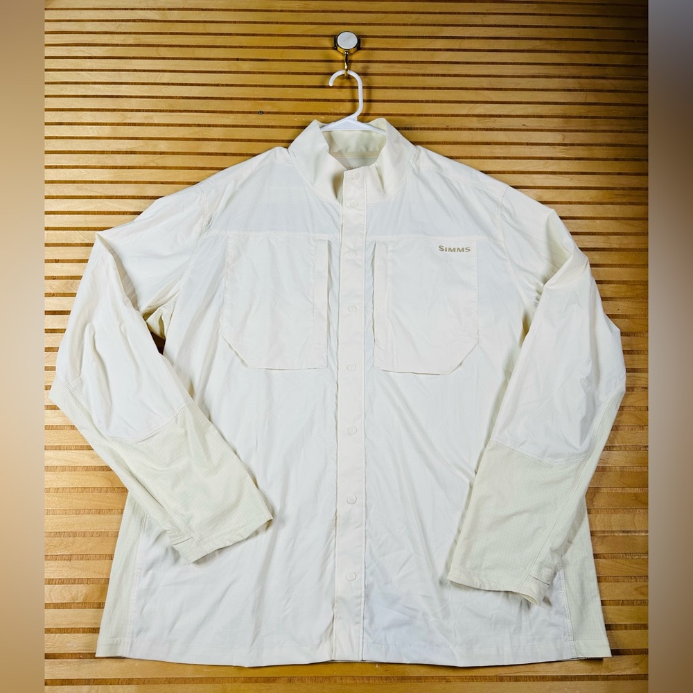 Simms Men's XL Long Sleeve Intruder BiComp Shirt Off-White Light Tan NWOT